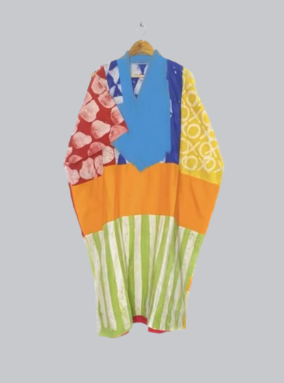 Colorful Patchwork Bubu with Aso Oke Accents